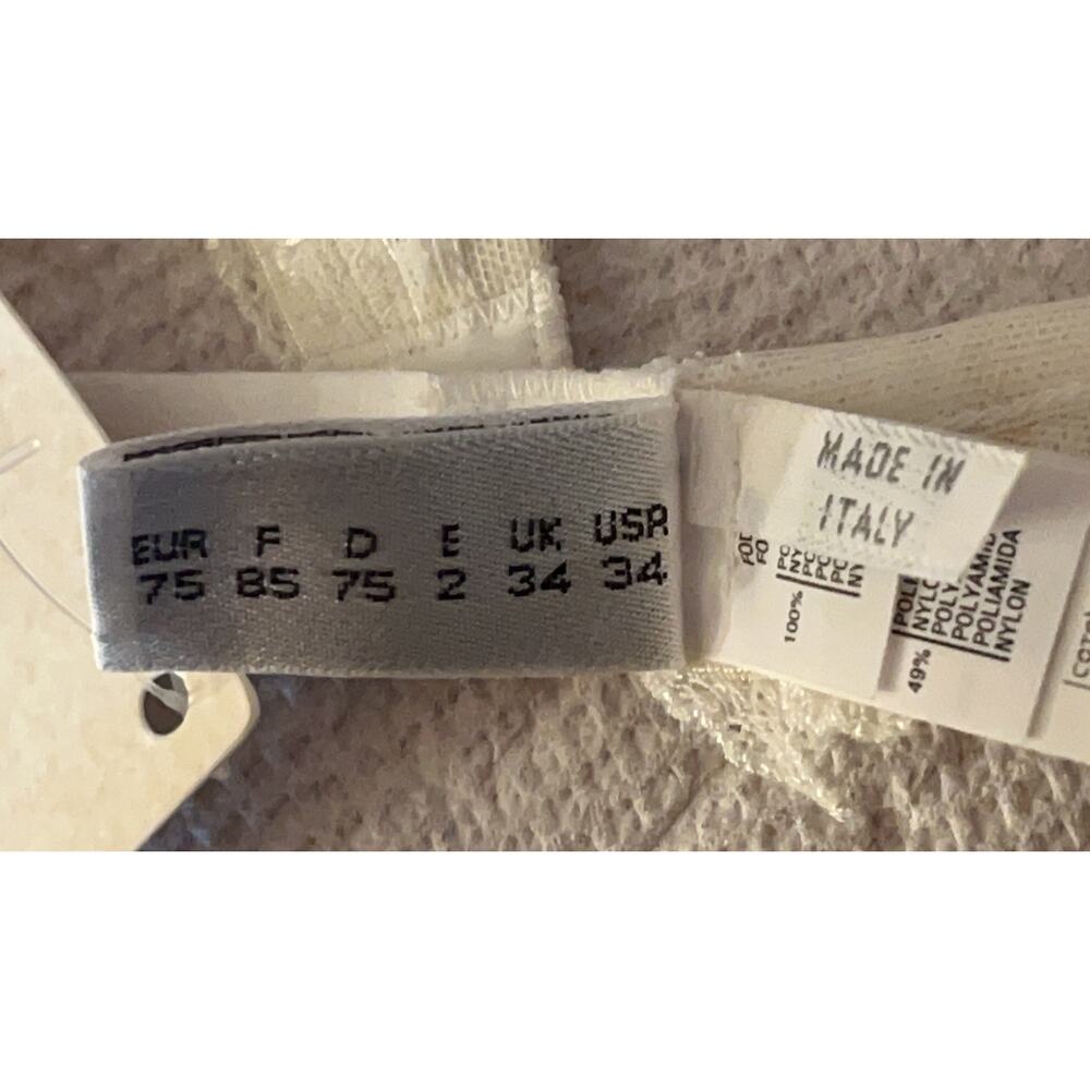 Vintage La Perla Ivory Floral Lace Luxury Italian Underwire Bra Size: 34B NWT - Picture 8 of 13